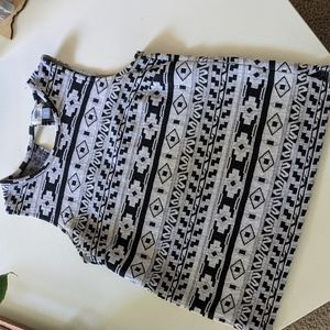 Black & White Western Print Sleeveless Top